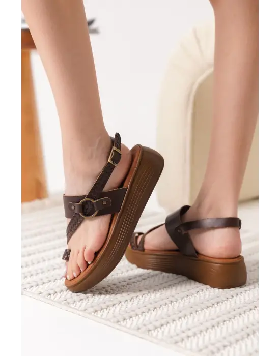 Likya Acı Kahve Hakiki Deri Sandalet