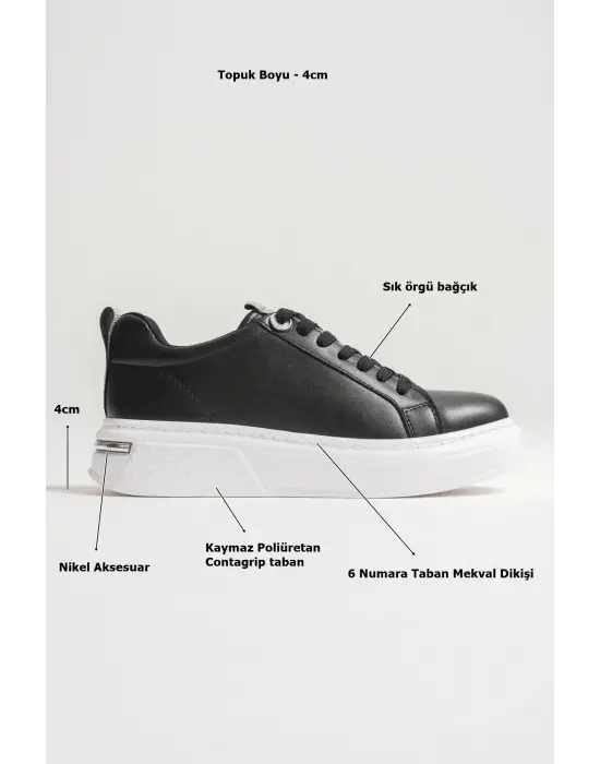 Liza Kadın Şık Günlük Siyah Sneaker