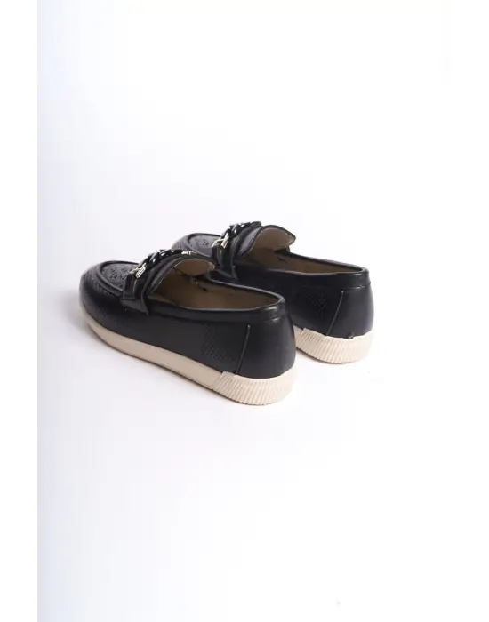 Lızy Bağcıksız Ortopedik Rahat Taban Çiçek Desenli Kadın Babet Ayakkabı  Kt - Siyah