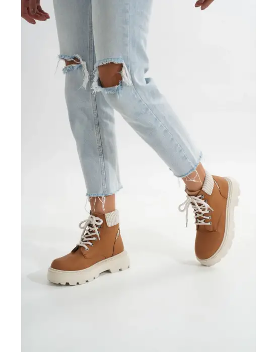 Taba Süet Bağcıklı Kalın Taban Kadın Günlük Bot