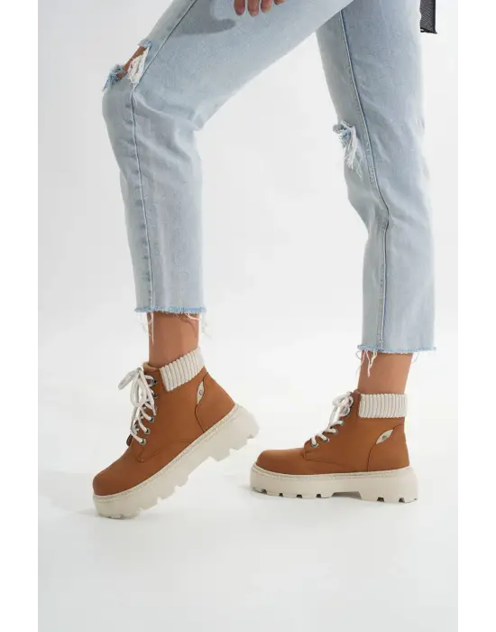 Taba Süet Bağcıklı Kalın Taban Kadın Günlük Bot