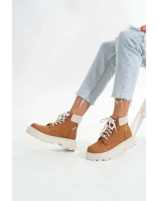 Taba Süet Bağcıklı Kalın Taban Kadın Günlük Bot