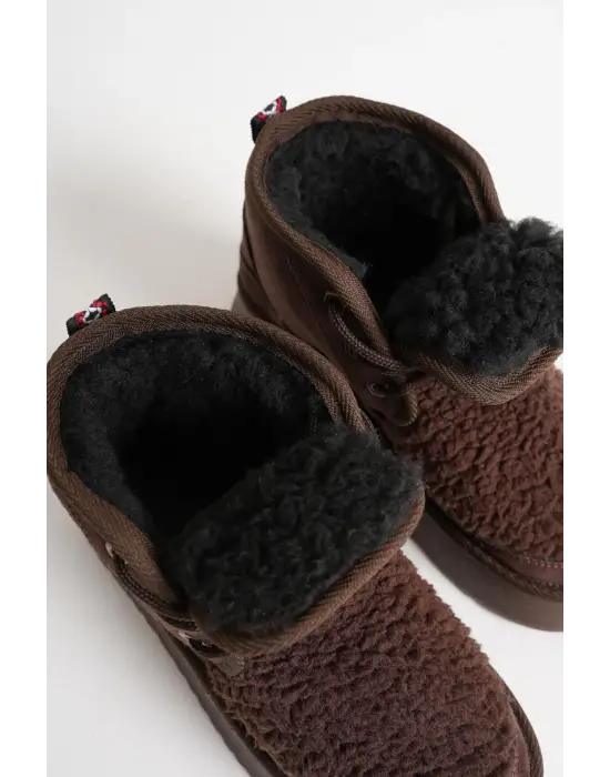 Loana Kadın Kürklü Acı Kahve Kışlık Kalın Tabanlı Bot