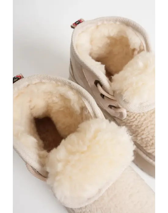 Loana Kadın Kürklü Bej Kışlık Kalın Tabanlı Bot