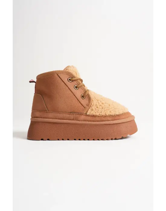 Loana Kadın Kürklü Taba Kışlık Kalın Tabanlı Bot