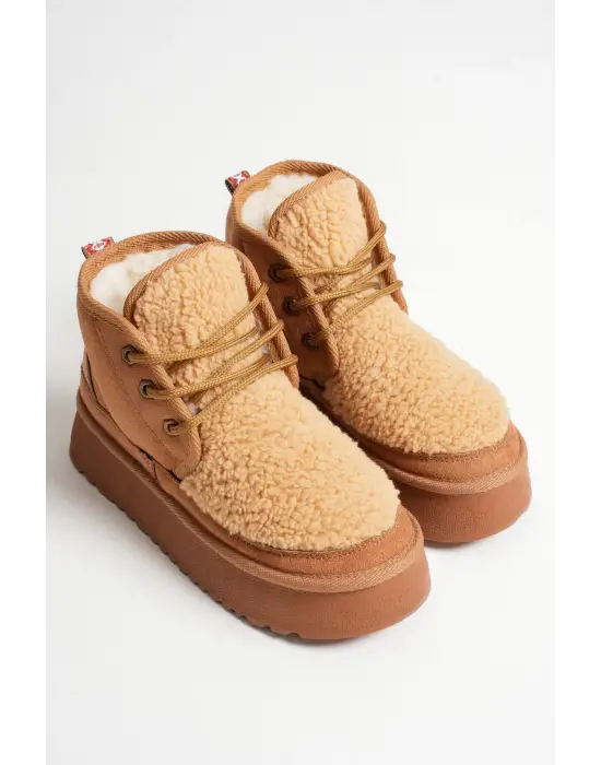 Loana Kadın Kürklü Taba Kışlık Kalın Tabanlı Bot