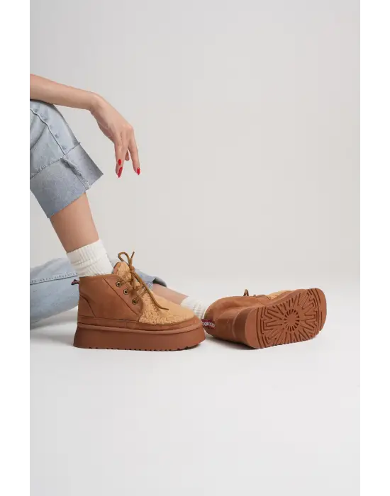 Loana Kadın Kürklü Taba Kışlık Kalın Tabanlı Bot