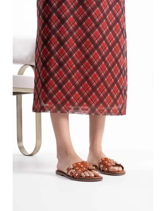 Loose Kiremit Hakiki Deri Terlik