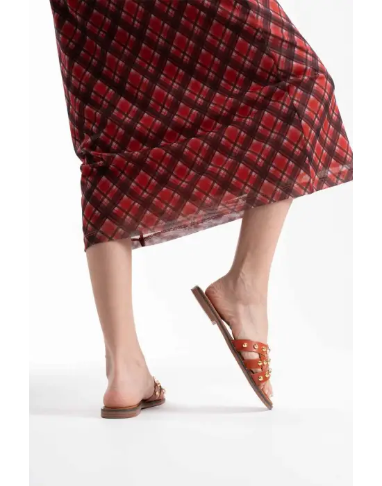 Loose Kiremit Hakiki Deri Terlik