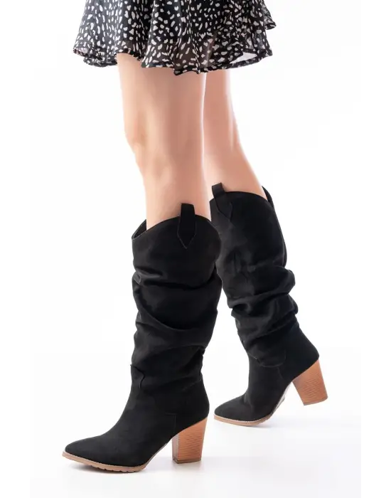 Siyah Süet Günlük Kadın Çizme