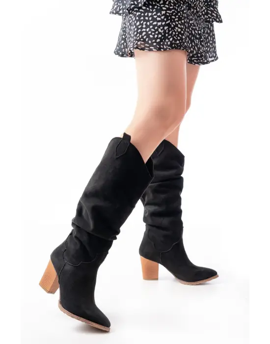 Siyah Süet Günlük Kadın Çizme