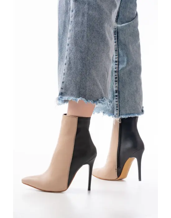 Nut Yüksek İnce Topuklu Fermuarlı Kadın Bot