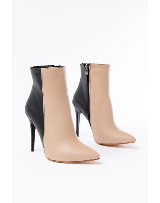 Nut Yüksek İnce Topuklu Fermuarlı Kadın Bot