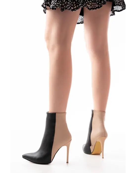 Siyah Yüksek İnce Topuklu Fermuarlı Kadın Bot