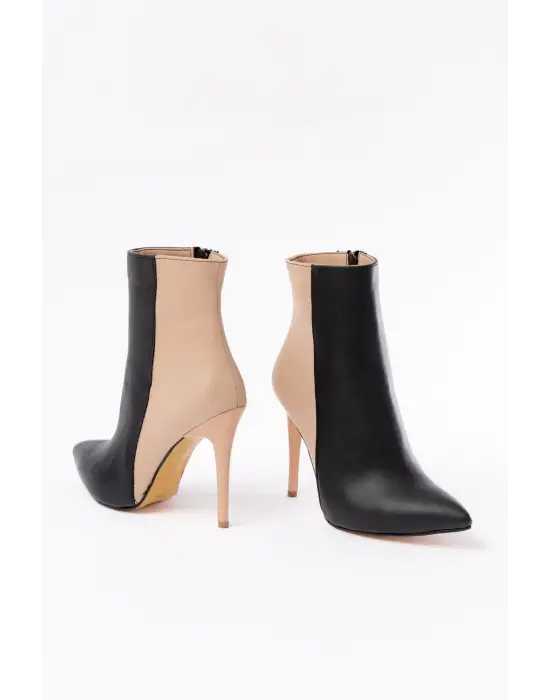 Siyah Yüksek İnce Topuklu Fermuarlı Kadın Bot
