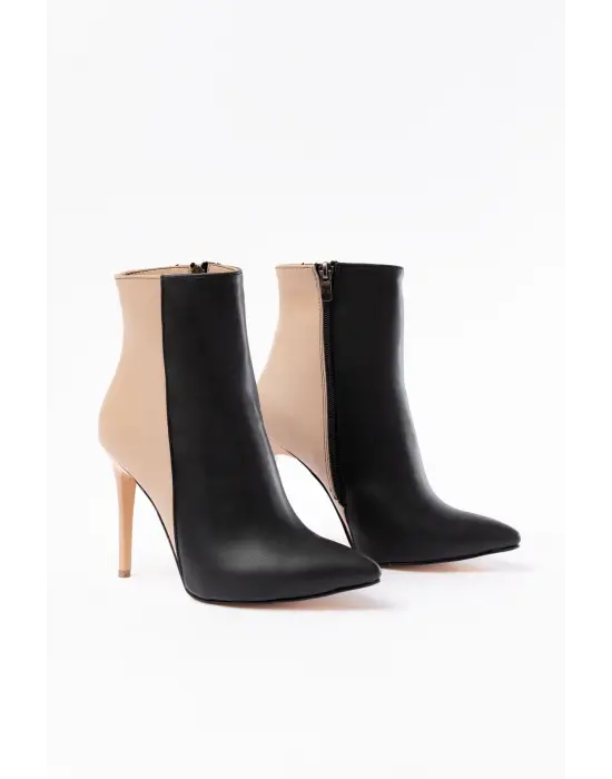 Siyah Yüksek İnce Topuklu Fermuarlı Kadın Bot