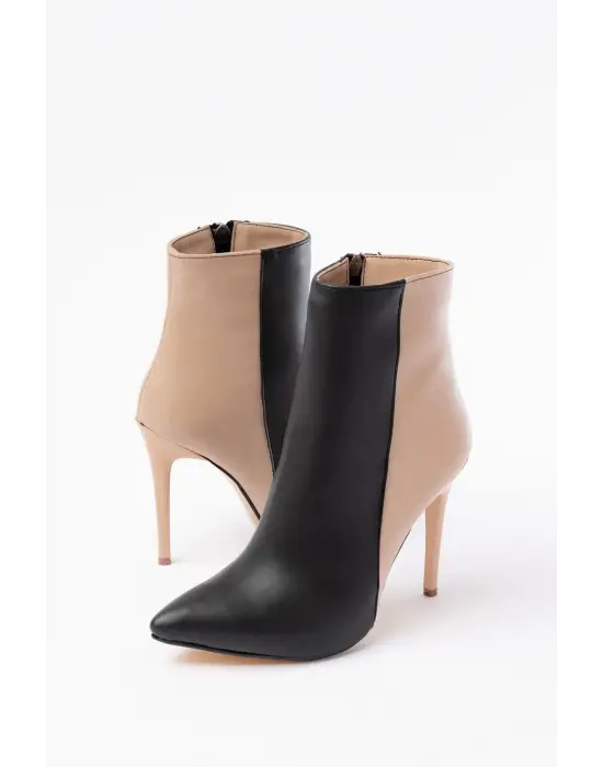 Siyah Yüksek İnce Topuklu Fermuarlı Kadın Bot