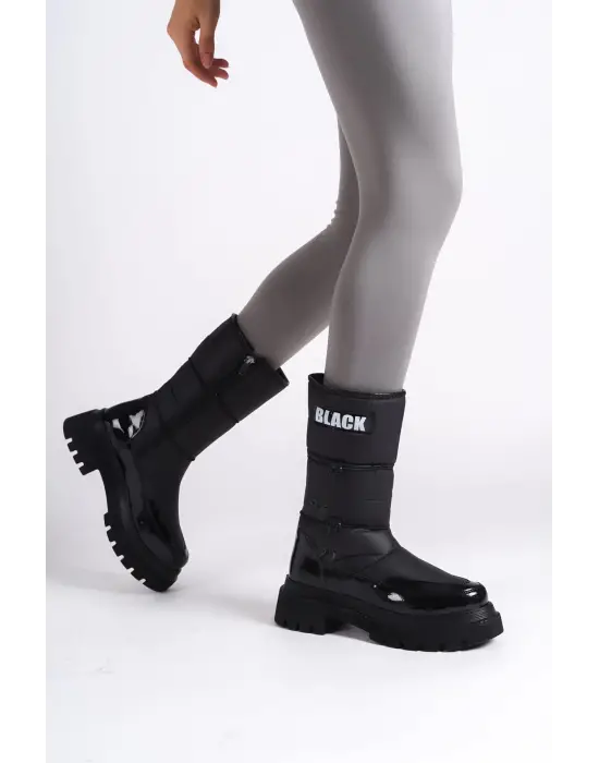 Lucy Lastikli Fermuarlı  Paraşüt Kumaş Rugan Kadın Bot  St - Siyah