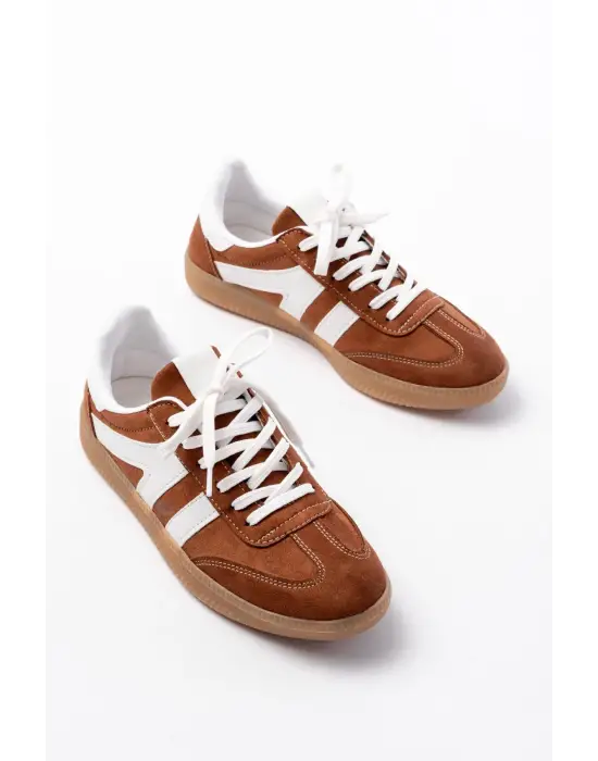 M-1004 Taba Süet Bağcıklı Termo Taban Günlük Kadın Spor