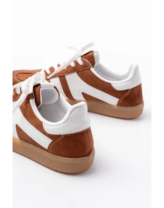 M-1004 Taba Süet Bağcıklı Termo Taban Günlük Kadın Spor