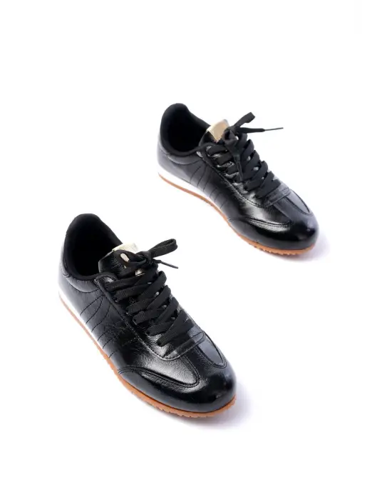 M-1009 Siyah Rugan Bağcıklı Günlük Kadın Spor