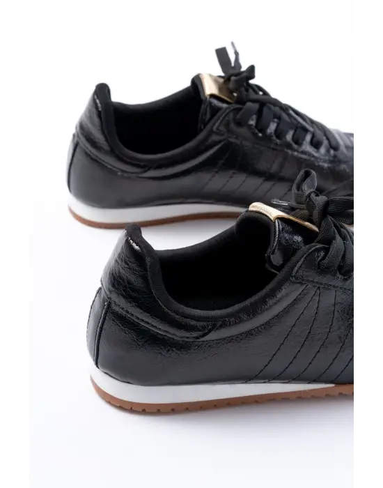 M-1009 Siyah Rugan Bağcıklı Günlük Kadın Spor