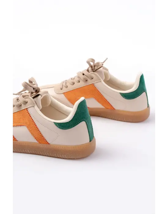 M-5007 Bej Garni  Bağcıklı Termo Taban Günlük Kadın Spor