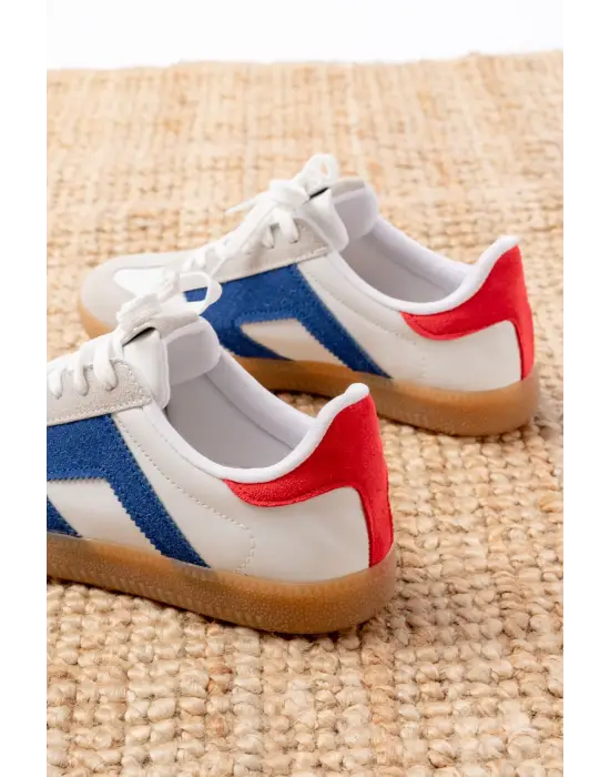 M-5007 Beyaz Garni  Bağcıklı Termo Taban Günlük Kadın Spor