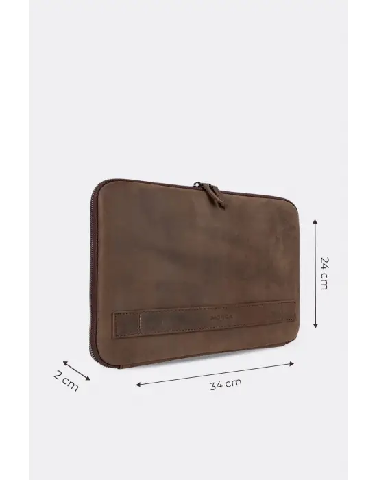 Macbook Air Pro 13 & 13.3 İnç Hakiki Deri Kahverengi Laptop Kılıfı