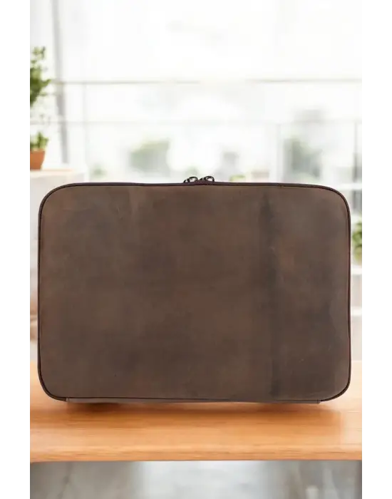 Macbook Air Pro 13 & 13.3 İnç Hakiki Deri Kahverengi Laptop Kılıfı