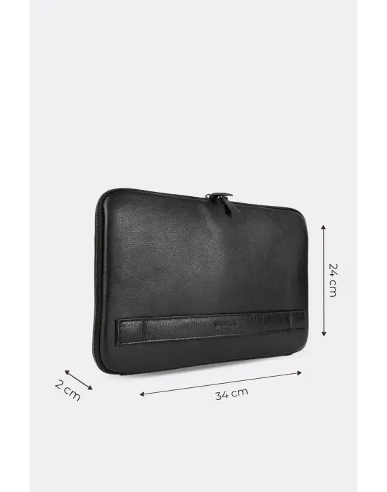 Macbook Air Pro 13 & 13.3 İnç Hakiki Deri Naturel Siyah Laptop Kılıfı