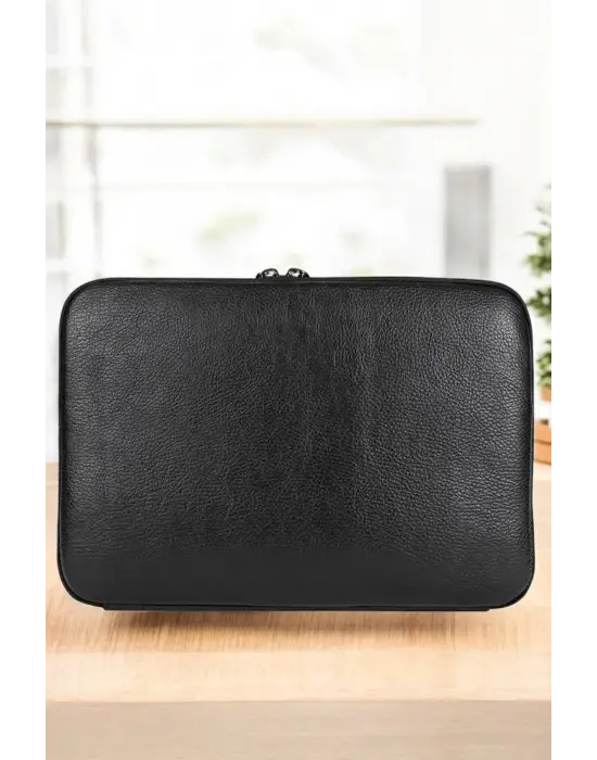 Macbook Air Pro 13 & 13.3 İnç Hakiki Deri Naturel Siyah Laptop Kılıfı