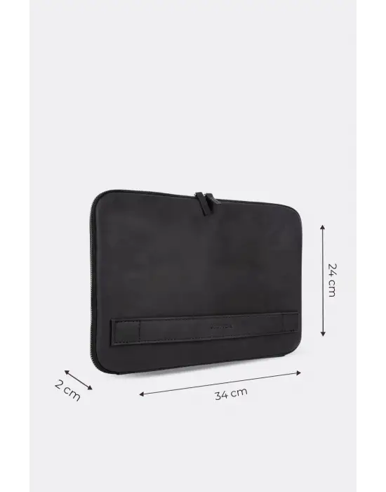 Macbook Air Pro 13 & 13.3 İnç Hakiki Deri Siyah Laptop Kılıfı