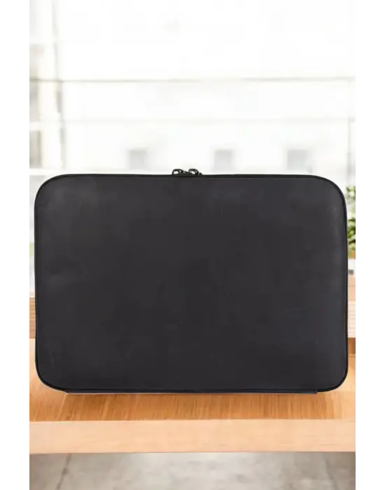 Macbook Air Pro 13 & 13.3 İnç Hakiki Deri Siyah Laptop Kılıfı