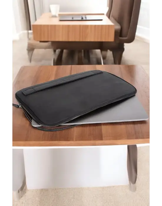 Macbook Air Pro 13 & 13.3 İnç Hakiki Deri Siyah Laptop Kılıfı