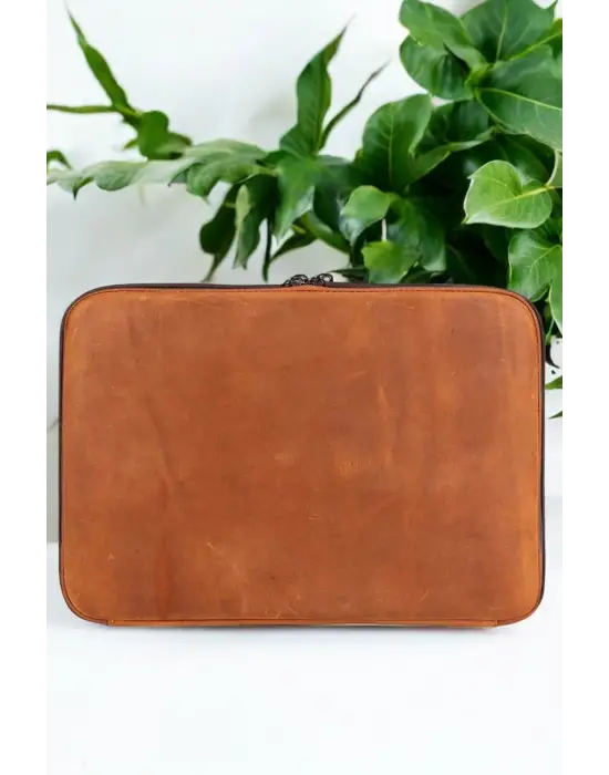 Macbook Air Pro 13 & 13.3 İnç Hakiki Deri Taba Laptop Kılıfı