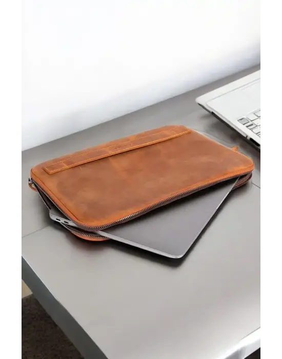 Macbook Air Pro 13 & 13.3 İnç Hakiki Deri Taba Laptop Kılıfı