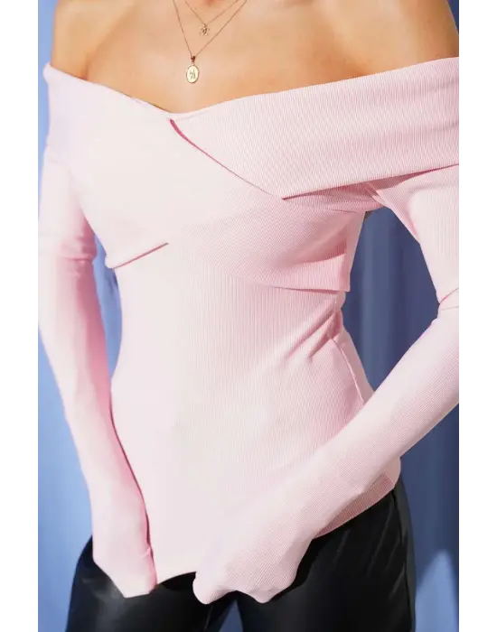 Madonna Çapraz Yaka Bluz Pembe T4331