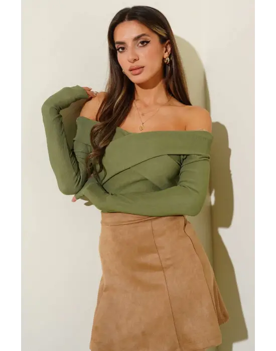 Madonna Çapraz Yaka Bluz Yeşil T4331