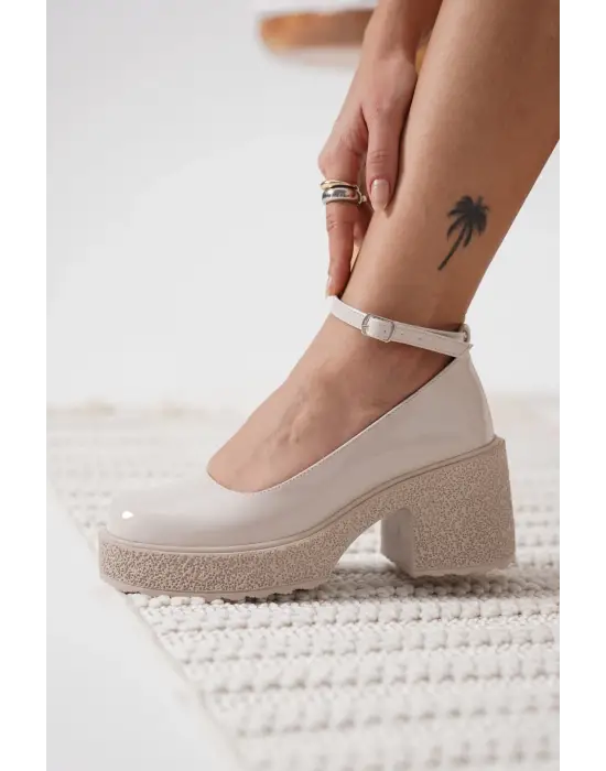 Marla Kadın Bej Rugan Bilekten Baretli Günlük Ayakkabı