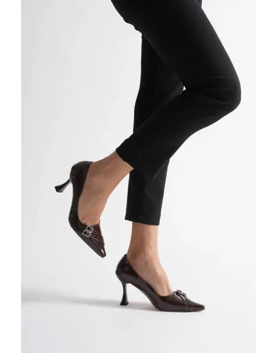 Maya Kadın Acı Kahve Rugan Ayakkabı