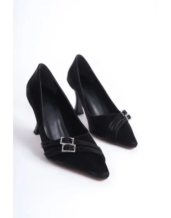 Maya Kadın Siyah Saten Topuklu Ayakkabı