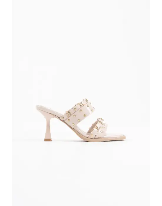 Merlin Topuklu Kadın Bej Terlik