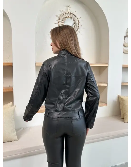 Mevsimlik Deri Ceket Siyah St255510