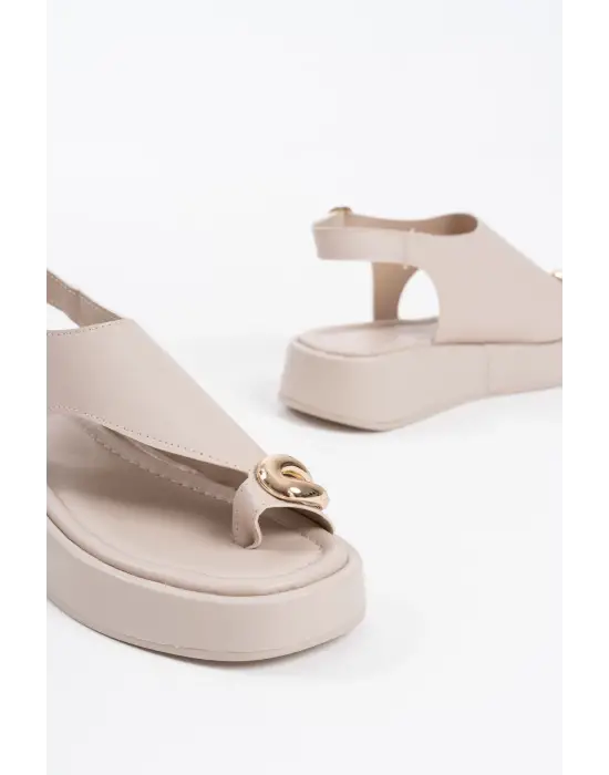 Milena Bej Cilt Toka Detaylı Sandalet