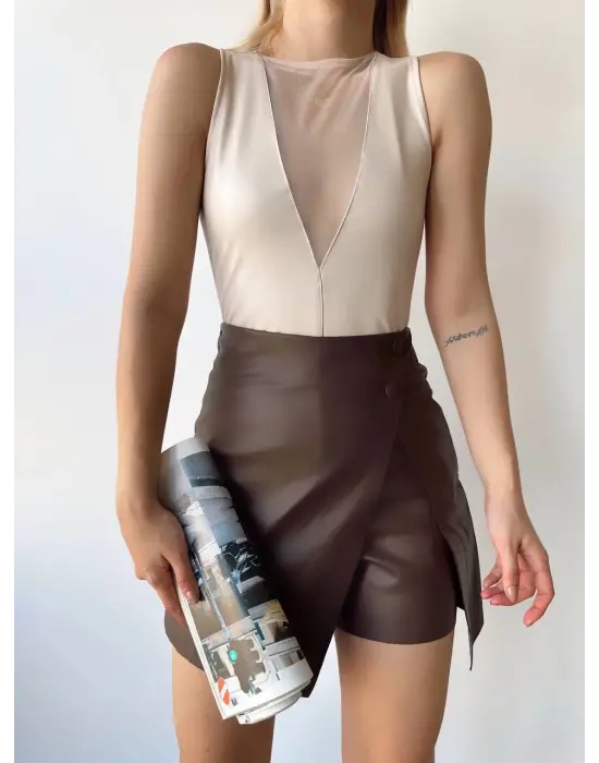 Mini Düğmeli Şortlu Etek