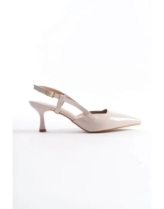 Mira Kadın Bej Rugan Topuklu Ayakkabı