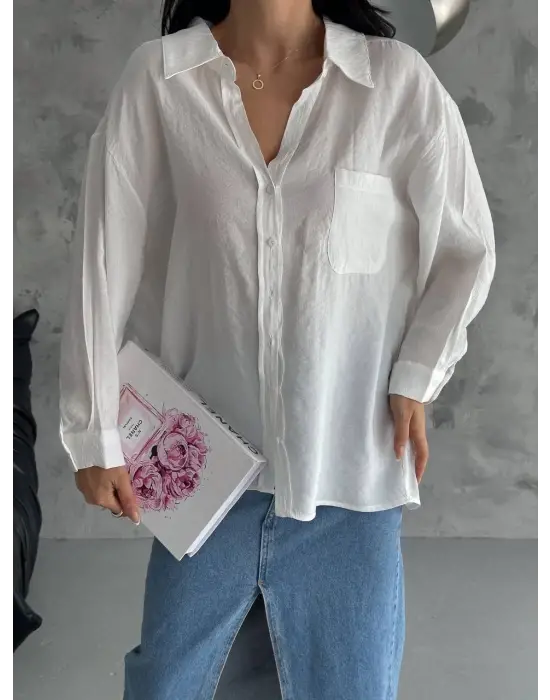 Modal Oversize Cepli Gömlek