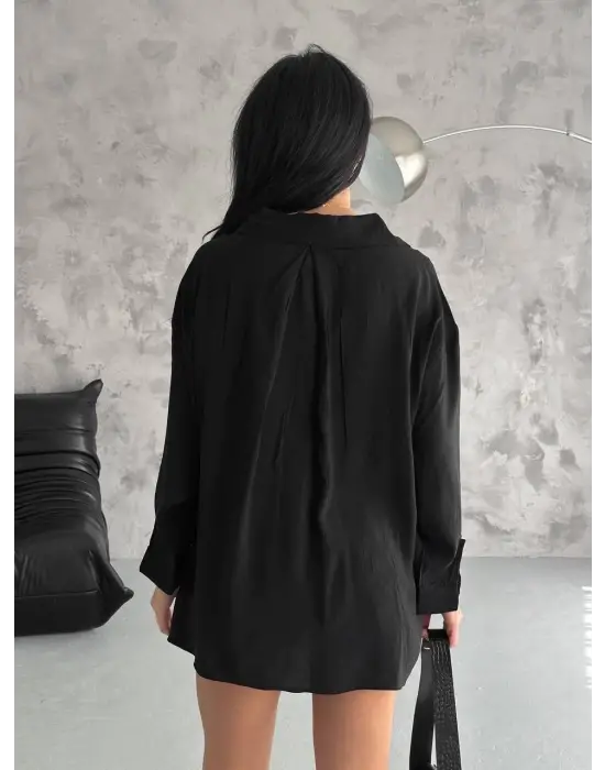 Modal Oversize Cepli Gömlek