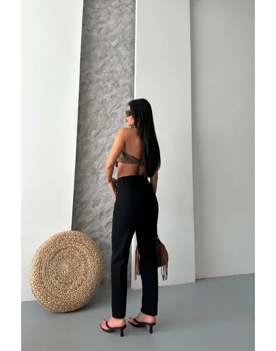 Mom Fit Enzim Taş Yıkama Jeans Pantolon Siyah D2006